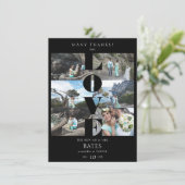 ラブ引用文ブラックトレンディー結婚コラージュの6枚 サンキューカード (スタンド正面)