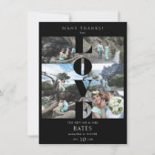 ラブ引用文ブラックトレンディー結婚コラージュの6枚 サンキューカード (正面)