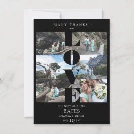 ラブ引用文ブラックトレンディー結婚コラージュの6枚 サンキューカード