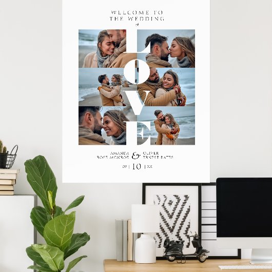 ラブ引用文ホワイトコラージュ結婚ウェルカムの6枚 ポスター (ホームオフィス)
