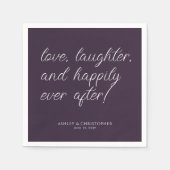 ラブ引用文ミニマルタイポグラフィ紫カクテル スタンダードカクテルナプキン (正面)