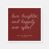 ラブ引用文ミニマルタイポグラフィ赤カクテル スタンダードカクテルナプキン (正面)