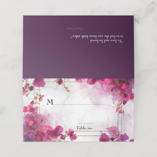 💍ラブ引用文明るい赤紫色エンチャントメントウォーター色 プレイスカード (外部開封)