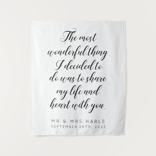 ラブ引用文書道スタイル結婚の背景 タペストリー (正面)