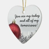 ラブ引用文赤いキラキラ輝くクリスマスボールロマンチックCe セラミックオーナメント (左)