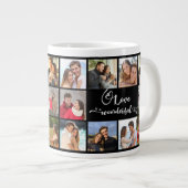 ラブ引用文20スクエアフォトコラージブラック ジャンボコーヒーマグカップ (正面右)