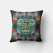 ラブ引用文(昆虫)オオカバマダラ、モナークバタフライ感動的 クッション (裏面)