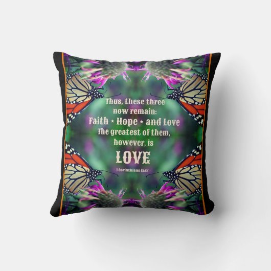 ラブ引用文（昆虫）オオカバマダラ、モナークバタフライ感動的 クッション (裏面)