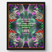 ラブ引用文(昆虫)オオカバマダラ、モナークバタフライ感動的 フォトプラーク (正面)