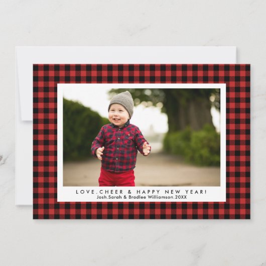 ラブ応援ハッピーニューイヤーおもしろいバッファローチェックプレイド シーズンカード (正面)