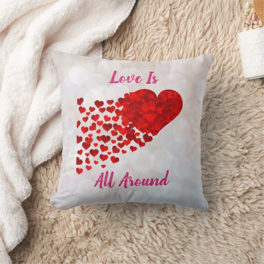 ラブ感動的赤いハートかわいいバレンタインデー クッション (ブランケット)