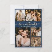 ラブ感謝していアンドネイビー写真結婚コラージュ サンキューカード (正面)
