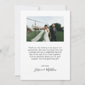 ラブ感謝していアンドネイビー写真結婚コラージュ サンキューカード (裏面)