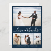 ラブ感謝していアンドネイビー写真結婚コラージュ サンキューカード (正面/裏面)