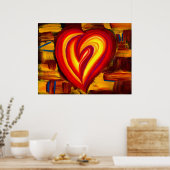 ラブ抽象芸術ハート油パステルポスター ポスター (キッチン)