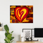 ラブ抽象芸術ハート油パステルポスター ポスター (ホームオフィス)