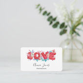 ラブ文字はっきりしたブロックフォント水色 名刺 (スタンド正面)