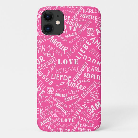 ラブ文字ピンクiPhoneケースまたは選択カラー Case-Mate iPhoneケース (裏面)