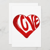 ラブ文字レッドタイポグラフィバレンタインデー 招待状 (正面/裏面)