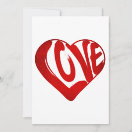 ラブ文字レッドタイポグラフィバレンタインデー 招待状