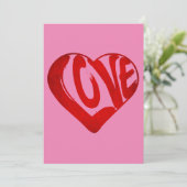 ラブ文字レッドタイポグラフィバレンタインデー 招待状 (スタンド正面)