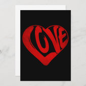 ラブ文字レッドタイポグラフィバレンタインデー 招待状 (正面/裏面)