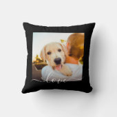 ラブ文字写真テンプレートブラック クッション (裏面)