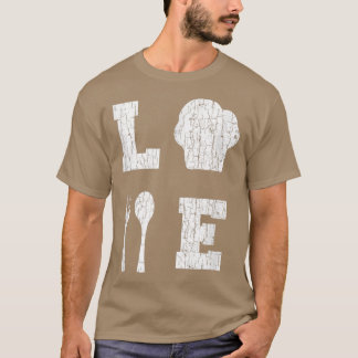 ラブ料理おもしろい調理師シェフグラフィック Tシャツ