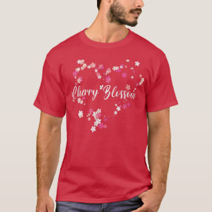 ラブ日本の桜さくらんぼ花ハートF Tシャツ
