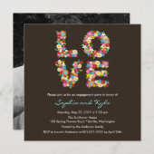 ラブ春の花婚約お洒落招待状 招待状 (正面/裏面)