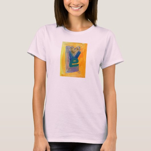 ラブ春スタックグリッター感動的ワードシャツ Tシャツ (正面)