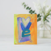 ラブ春スタック水色はがき ポストカード (スタンド正面)