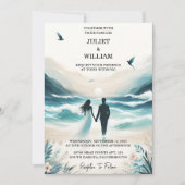 ラブ春夏海ビーチ先結婚式 招待状 (正面)