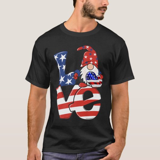 ラブ格言アメリカ国旗7月4日 Tシャツ (正面)
