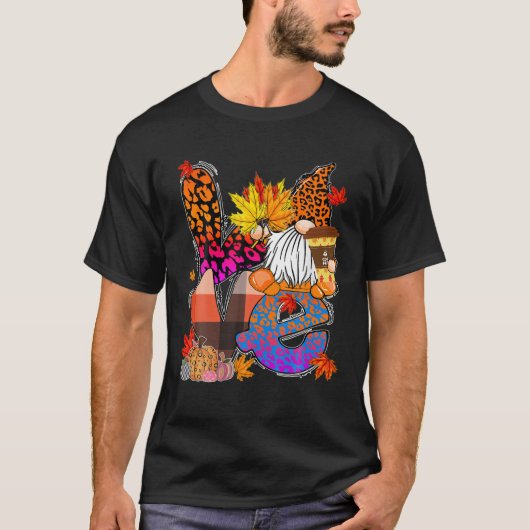 ラブ格言ハッピー秋イーオールオータム秋感謝祭 Tシャツ (正面)