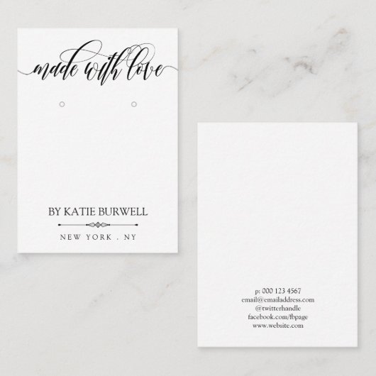 ラブ渦巻形のイヤリングで作られる 名刺 (正面/裏面)