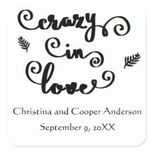 ラブ熱狂するブラック&ホワイトで – Square Sticker