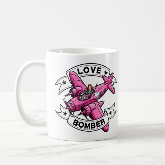 ラブ爆撃機パイロット ピンク コーヒーマグカップ (左)