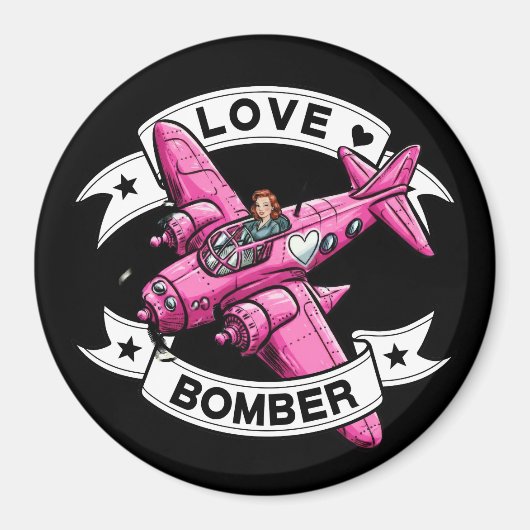 ラブ爆撃機パイロット ピンク マグネット (正面)