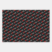 ラブ白黒グリーン ラッピングペーパーシート (正面)