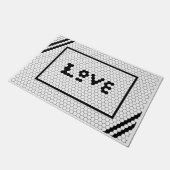 ラブ白黒タイルデザイン ドアマット (アングル)