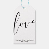 ラブ白黒モダンタイポグラフィ結婚式の引き出物 ギフトタグ (正面)