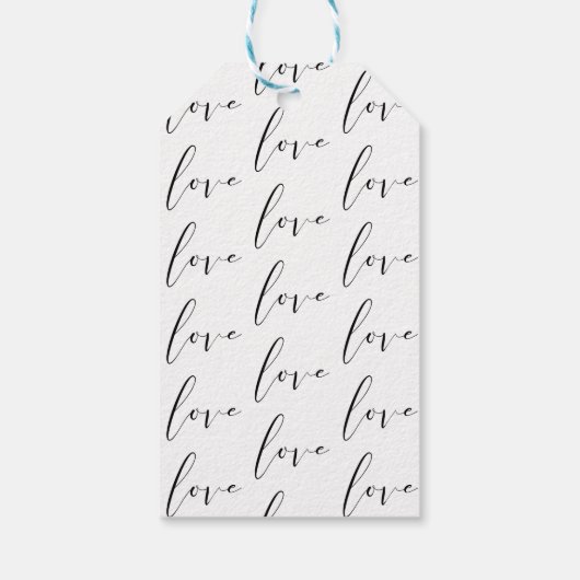 ラブ白黒モダンタイポグラフィ結婚式の引き出物 ギフトタグ (裏面)
