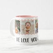 ラブ祖母スイーツ赤面ピンク4フォトコラージュマグカップ ツートーンマグカップ (正面左)