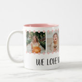 ラブ祖母スイーツ赤面ピンク4フォトコラージュマグカップ ツートーンマグカップ (左)