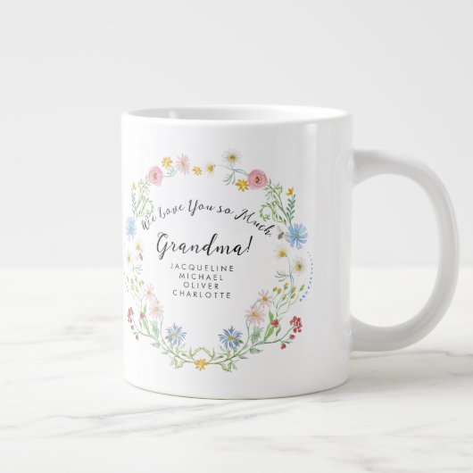 ラブ祖母フローラワイルドフラワーリースw名 ジャンボコーヒーマグカップ (右)