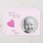 ラブ祖父母フォトピンクハートバレンタイン シーズンカード (正面/裏面)