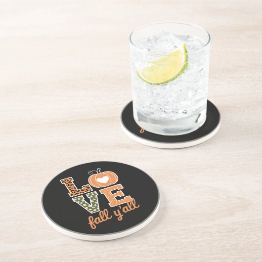 ラブ秋オールレオパード印刷秋感謝祭 コースター (側面)