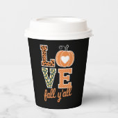 ラブ秋オールレオパード印刷秋感謝祭 紙コップ (正面)