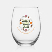 ラブ秋感謝祭カスタマイズ家族の名前 ステムなしワイングラス (正面)